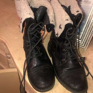 Black combat boots